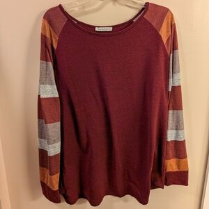 Harhay Striped Long Sleeve Tunic Shirt Size XL